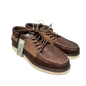 TOMS Men's Travel Lite Forrest Chukka Boot Brown Leather Waxed Lace Up Size 10.5